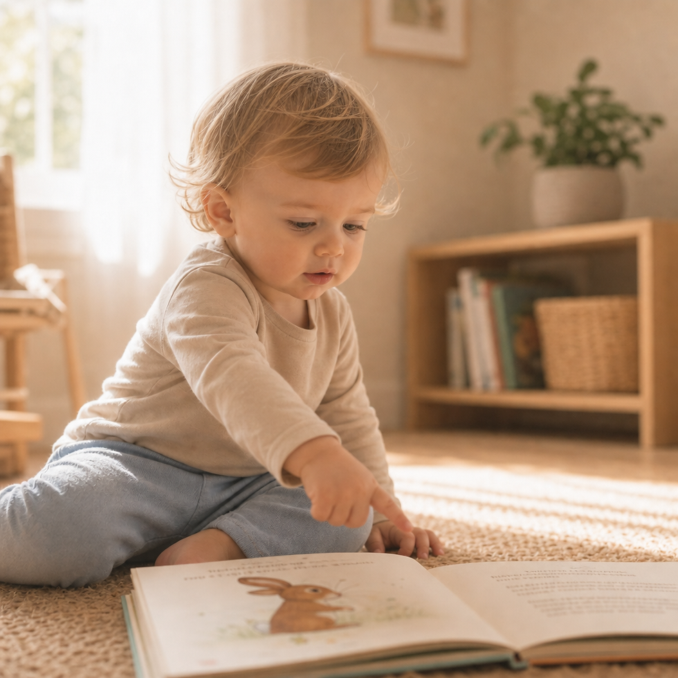 baby pointing with intention illustration