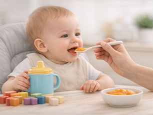 Parent feeding baby with a spoon