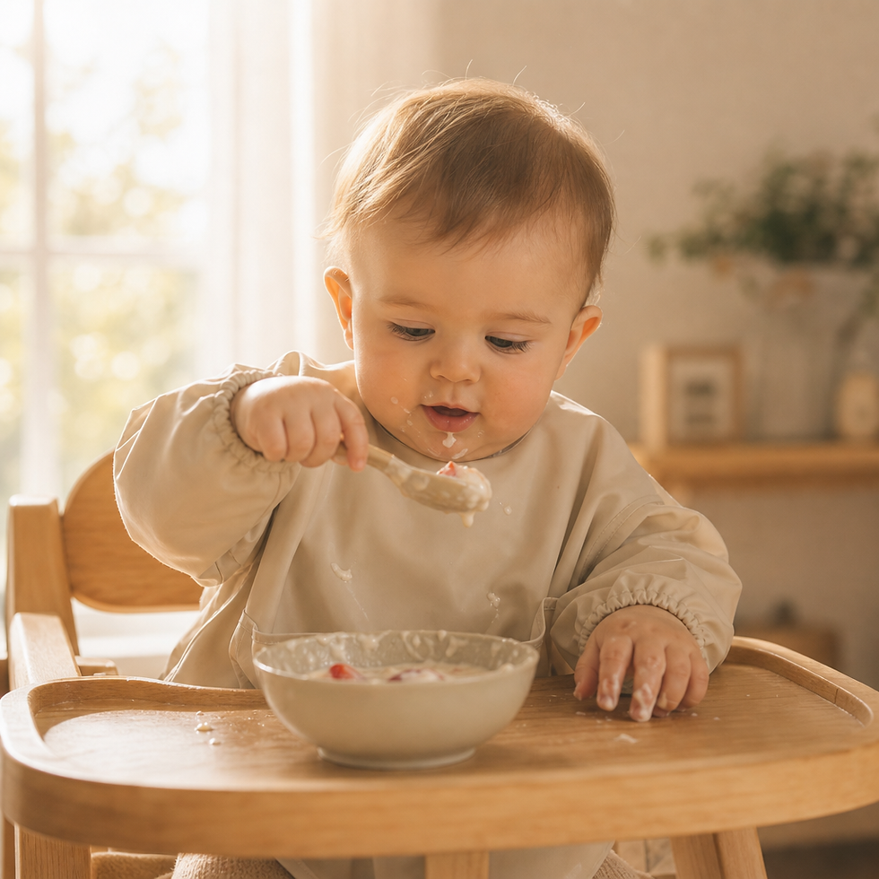 messy first self‑feeding moment