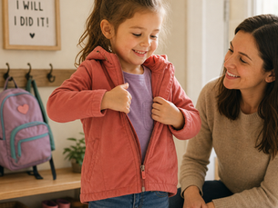 four‑year‑old practicing independence and feeling proud of their accomplishment