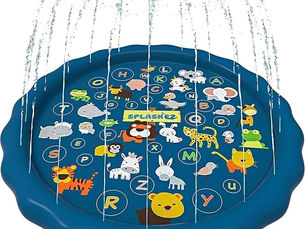 toddler splash pad with alphabet design and sprinkler ring