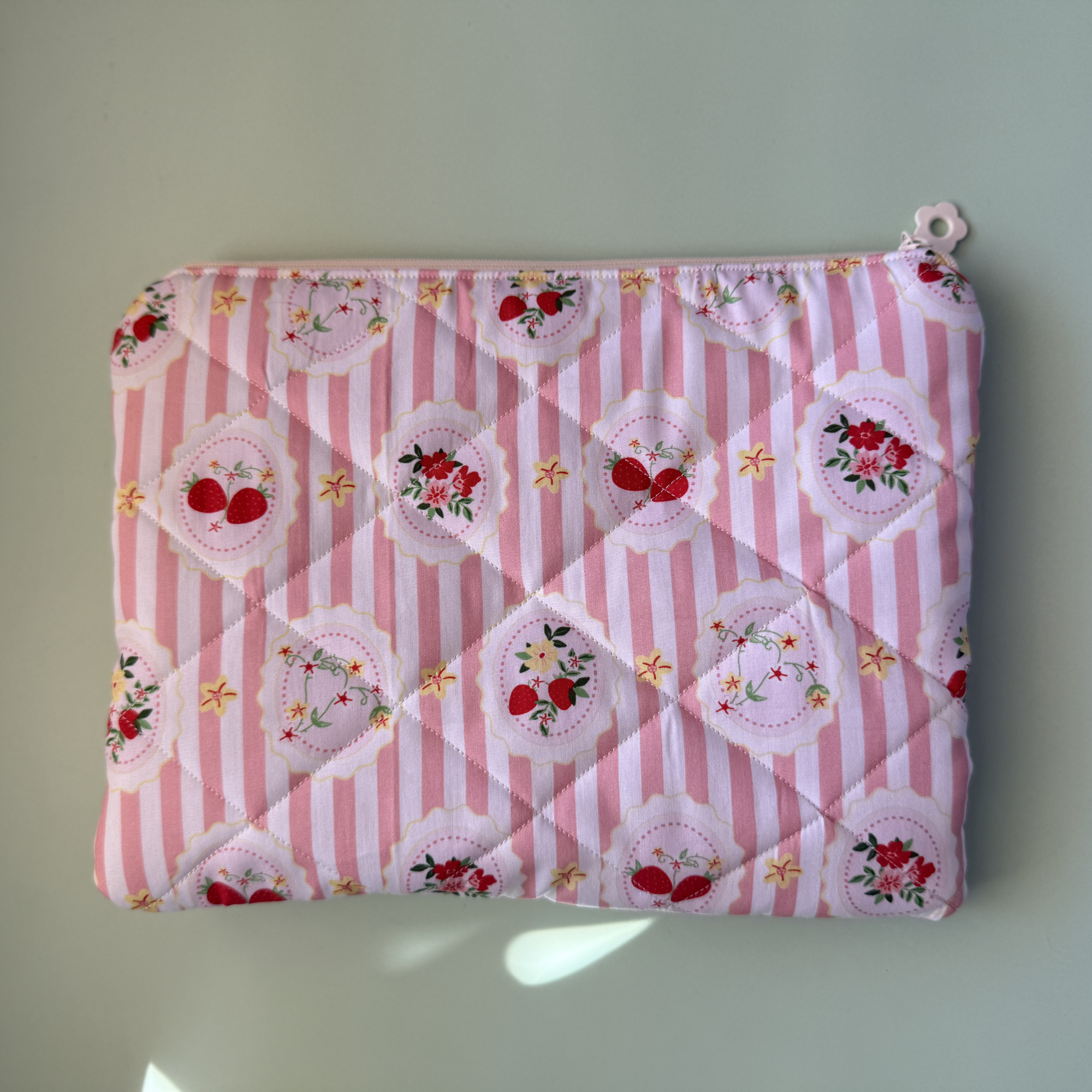 Strawberry Stripe Quilted Book / eReader Sleeve
