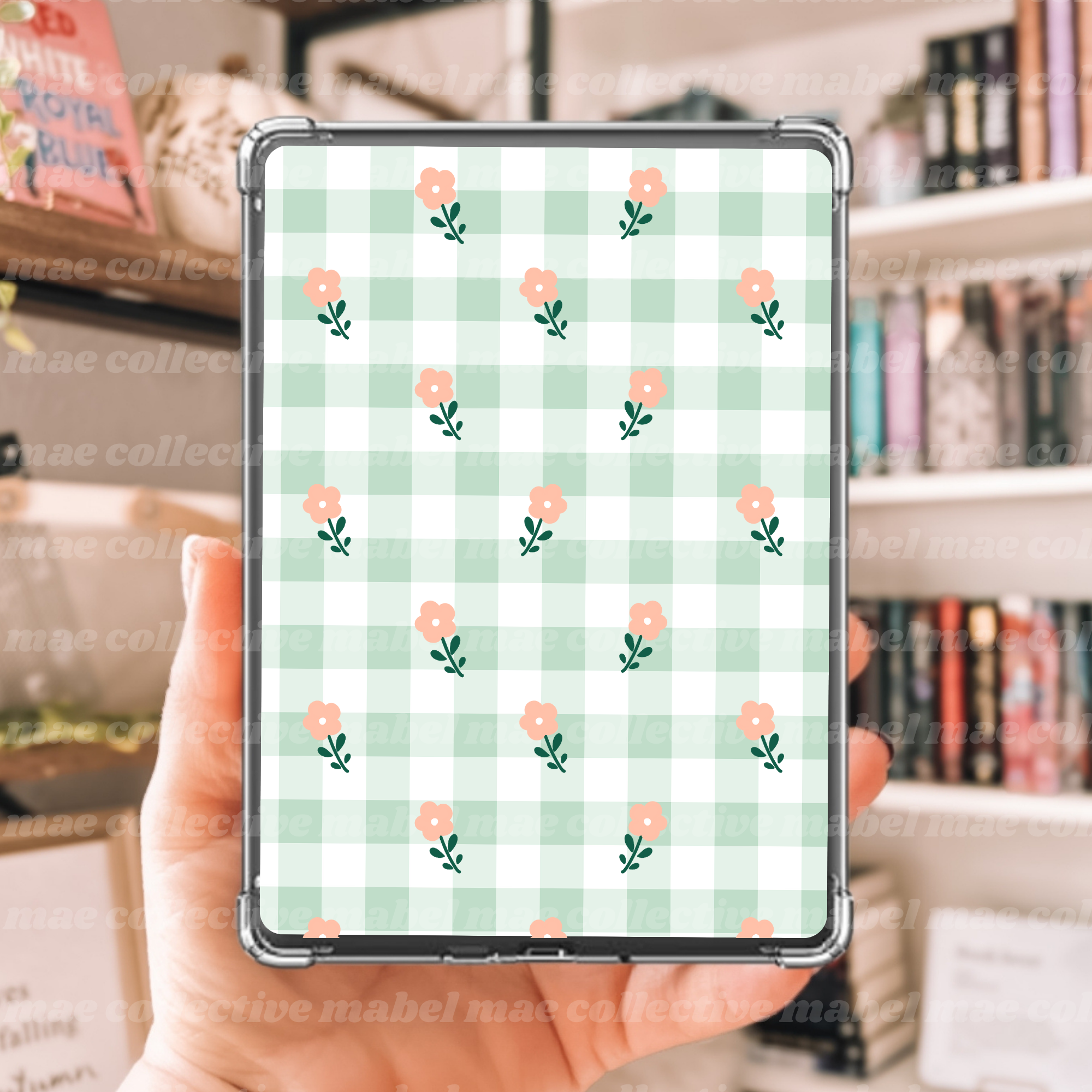 ditsy floral gingham kindle insert - digital download