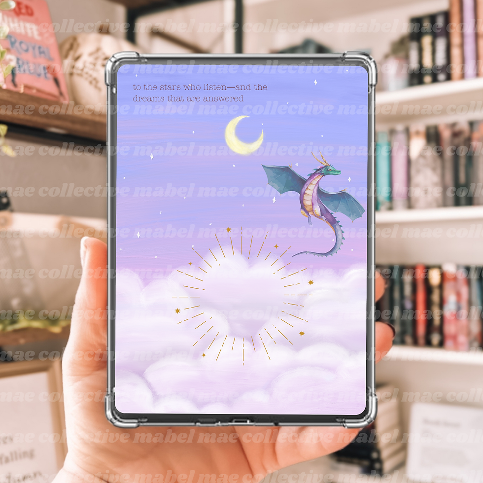 Thumbnail: fantasy reader kindle insert - dusk dreamy skies, moon, clouds and dragon