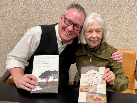 Authors Steve Hoffman and MaryEllen Weller-Smith charm the audience with stories from afar