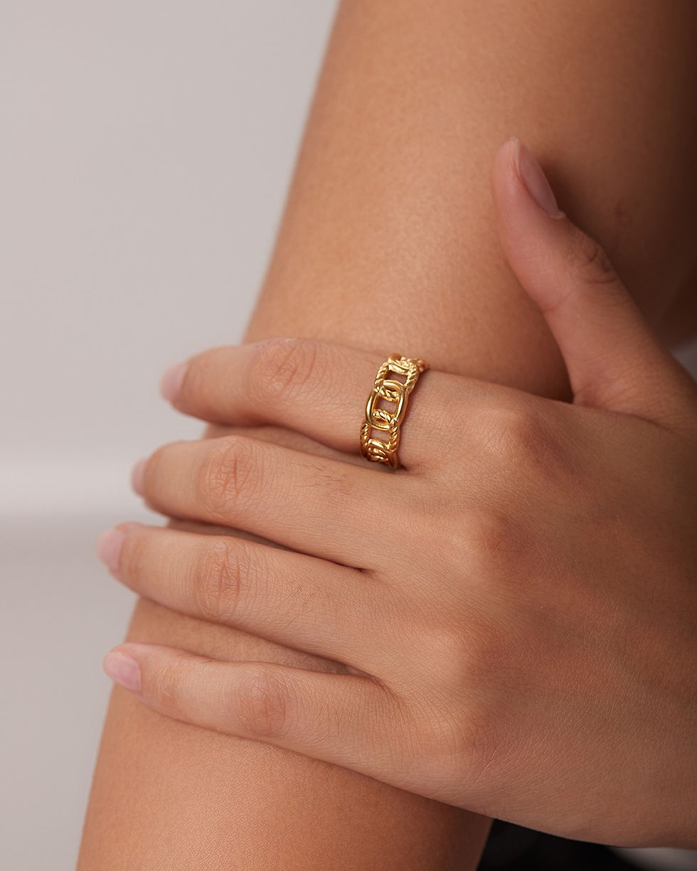Thumbnail: 18K gold light luxury titanium steel ring