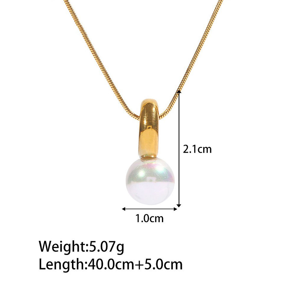Thumbnail: 18K gold classic retro inlaid pearl design light luxury style pendant necklace
