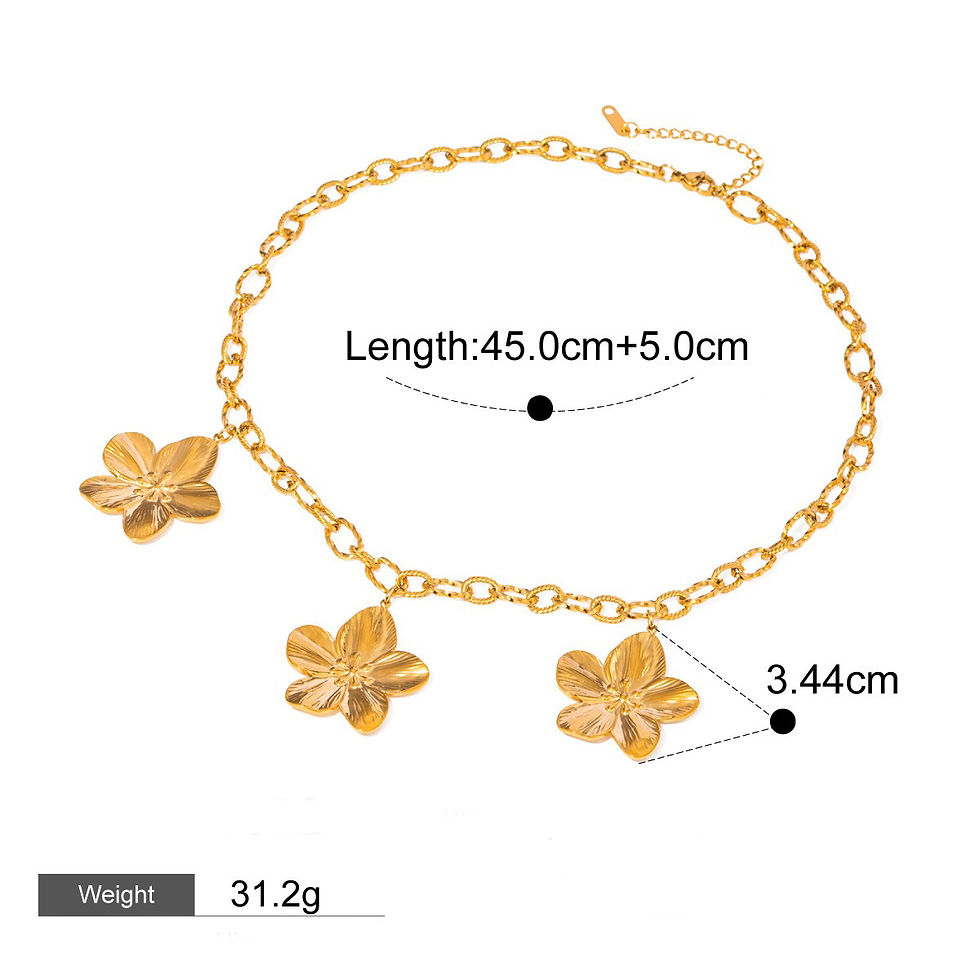 Thumbnail: 18K gold flower-shaped design luxury necklace, bracelet, earrings and ring set