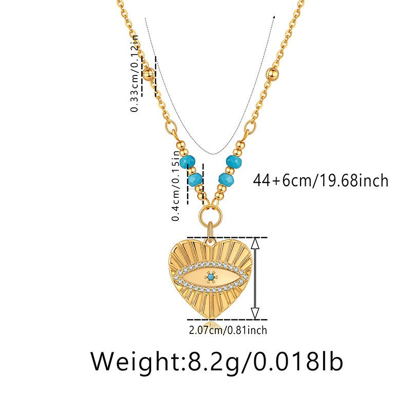 Thumbnail: 18K gold geometric shape with devil's eye design trendy personality necklace