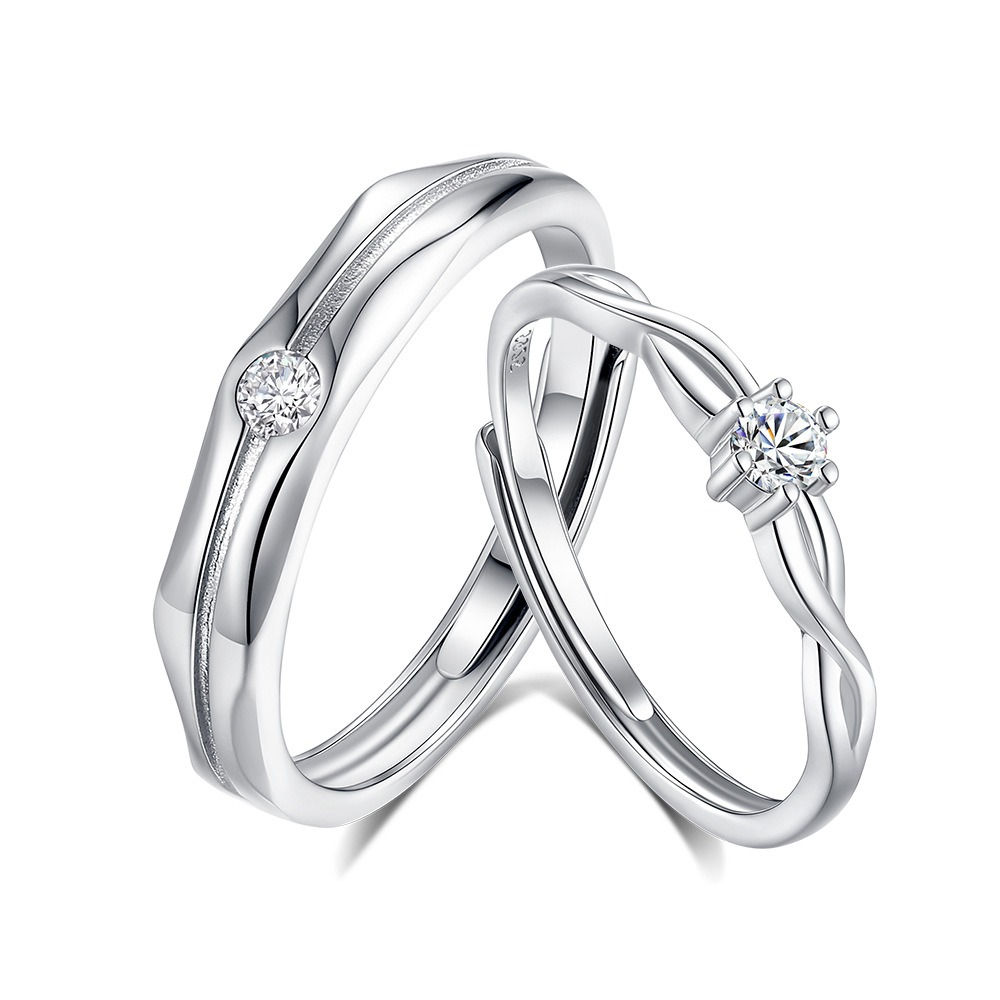 S925 sterling silver couple engagement ring