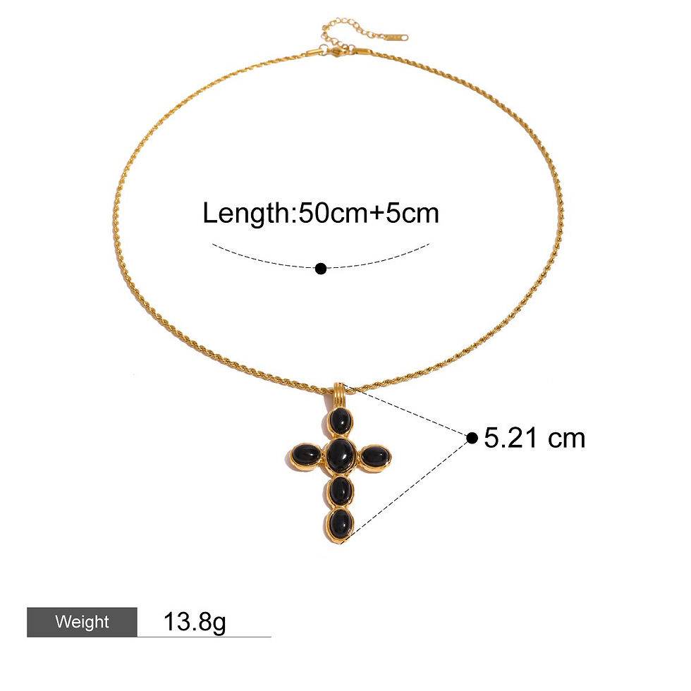 Thumbnail: 18K gold cross inlaid gemstone design high-end necklace bracelet set