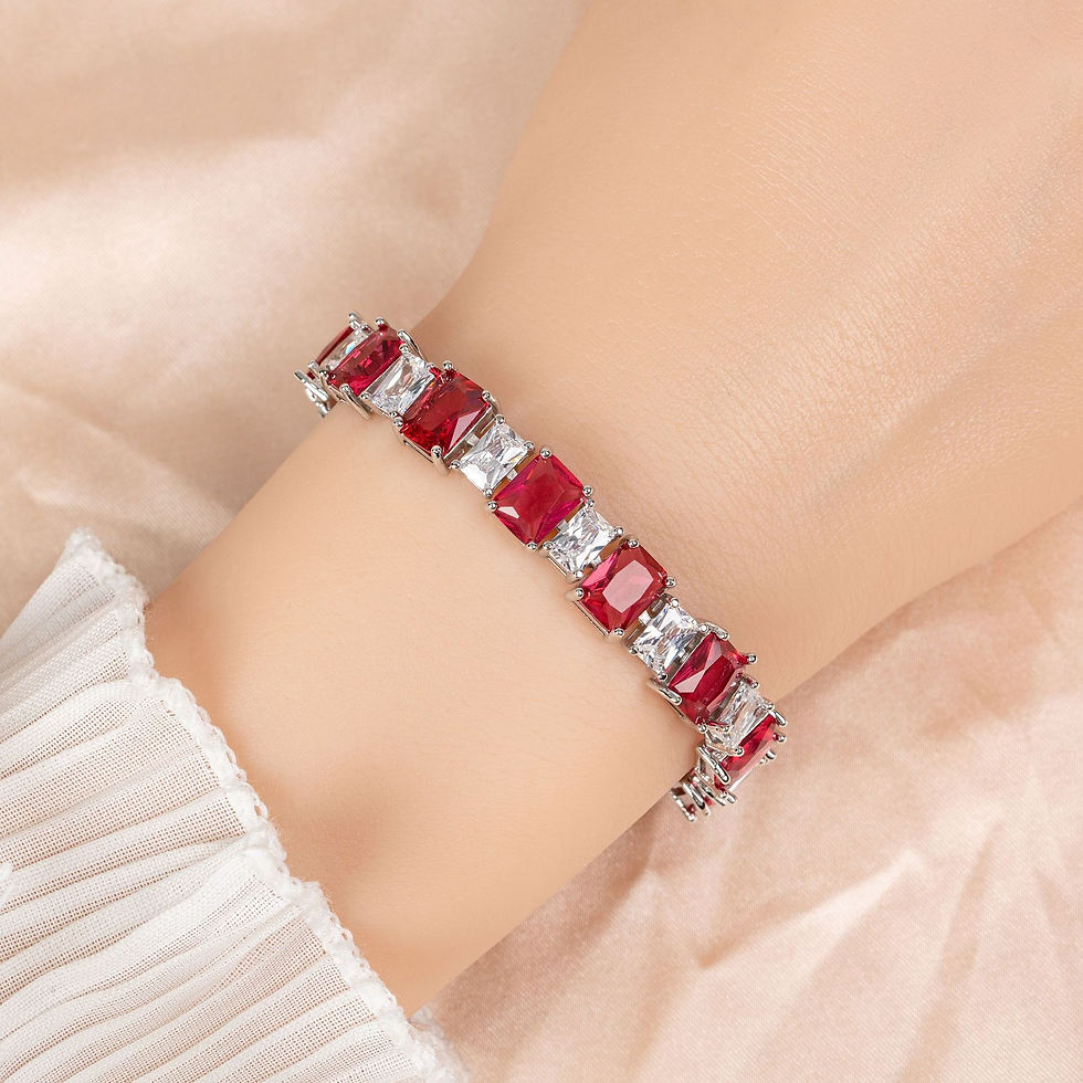 Thumbnail: Enamel-Accented Square Micro-Pavé Zircon Bracelet