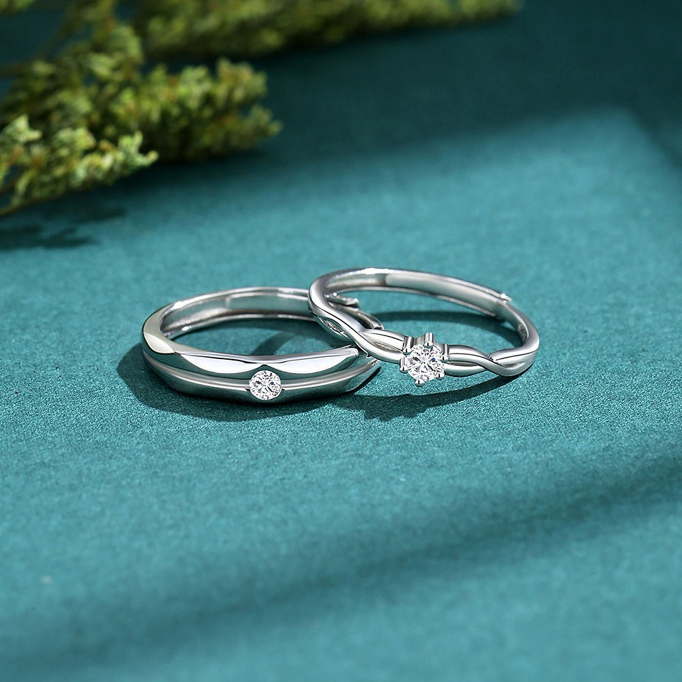 Thumbnail: S925 sterling silver couple engagement ring
