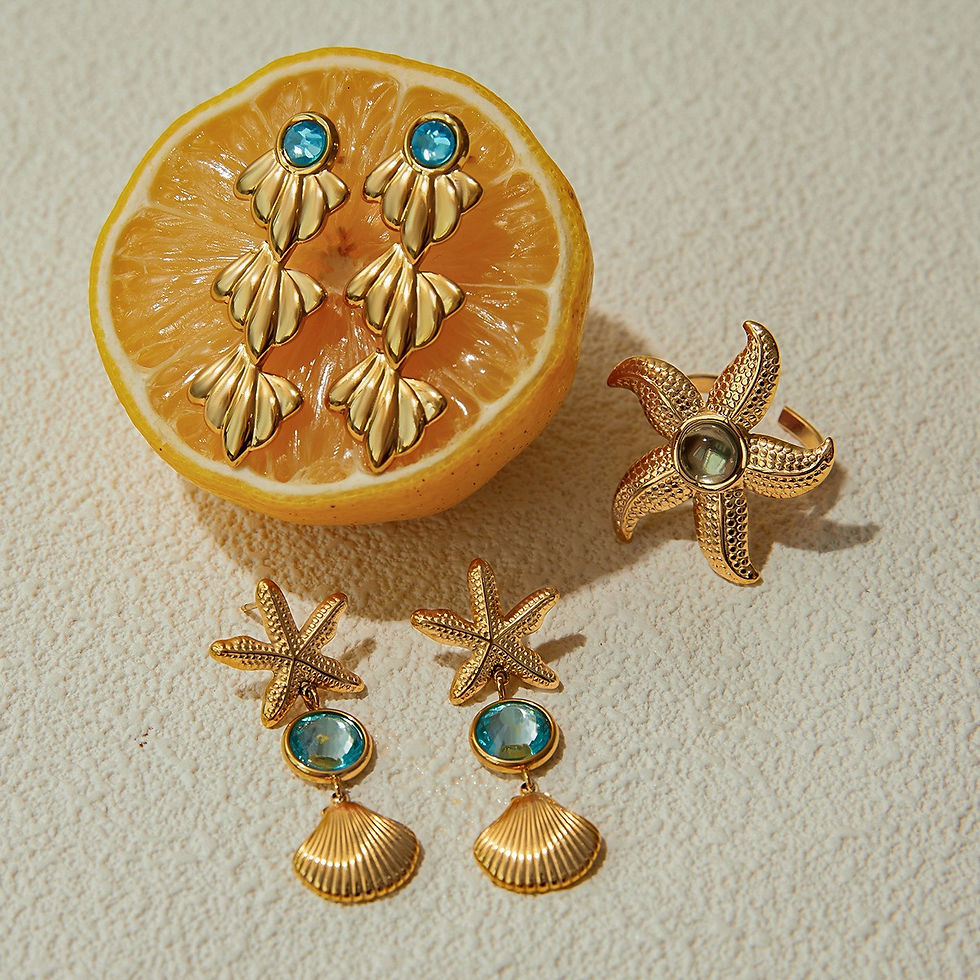 Thumbnail: 18K gold lightweight luxury earrings and rings