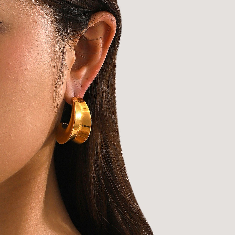 Thumbnail: 18k gold crescent-shaped design trendy and personalized earrings