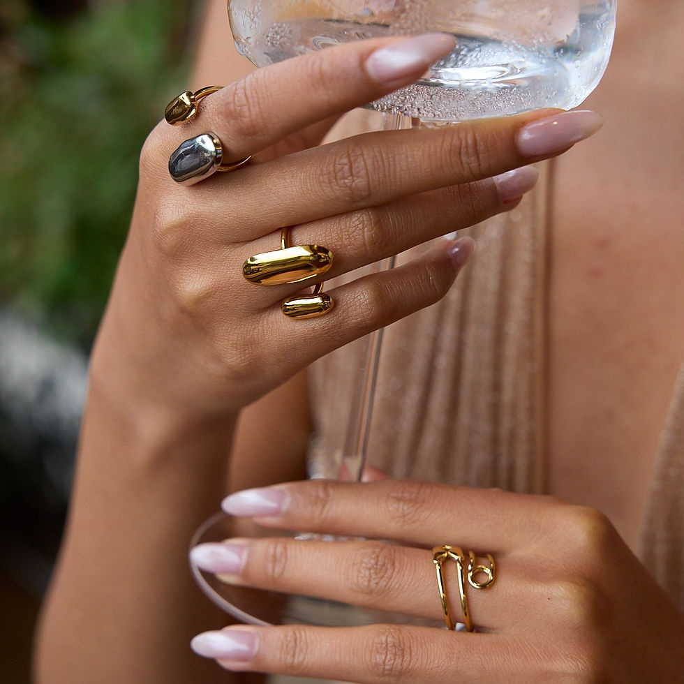 Thumbnail: 18K Gold Luxury Titanium Steel Ring