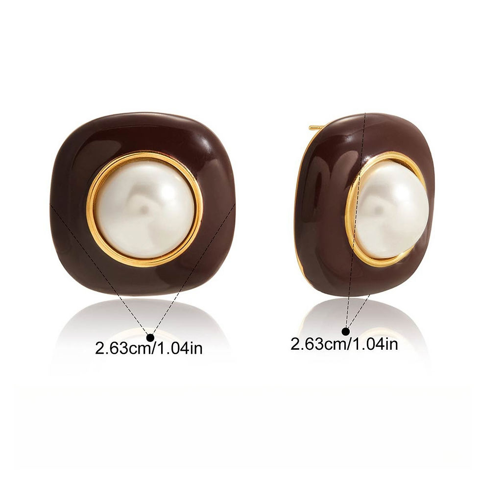 Thumbnail: 18K gold-plated titanium steel stud earrings with enamel and pearls.