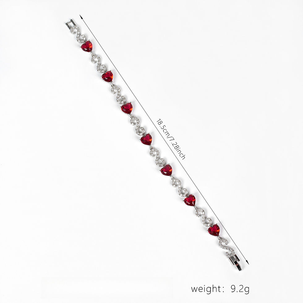 Thumbnail: S925 Silver Number-Spliced ​​Heart & Cubic Zirconia Bracelet