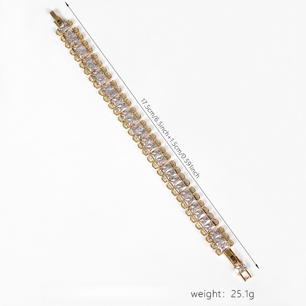 Thumbnail: Retro Light-Luxury Bracelet with Linear-Set Drills and Chain Link