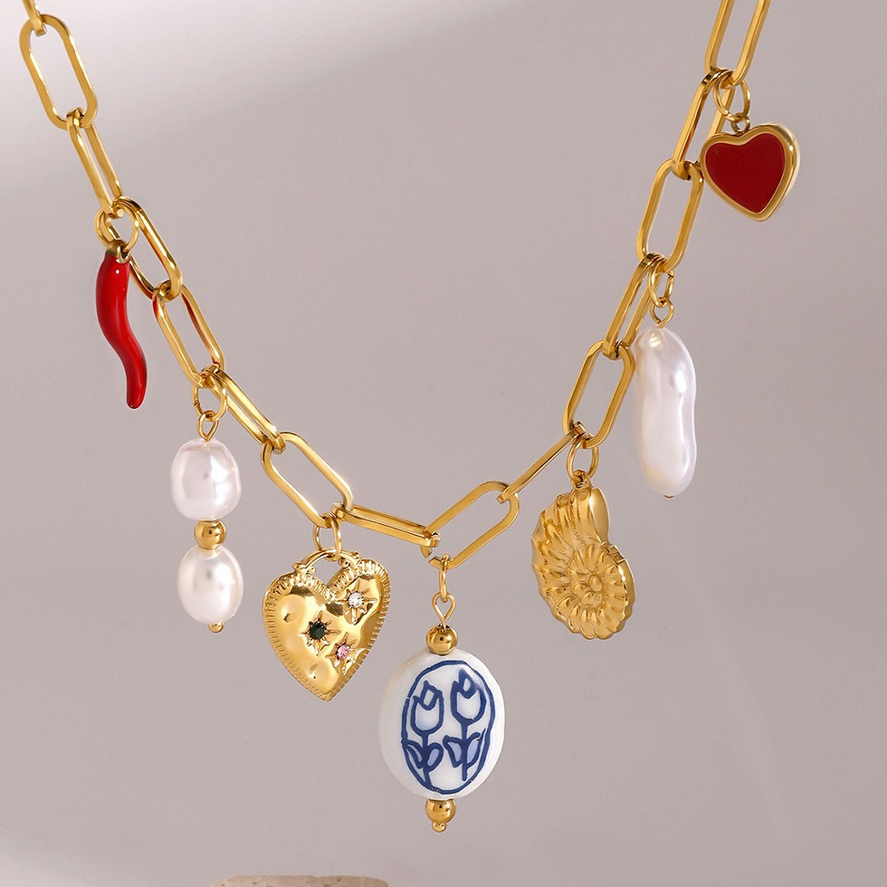 Thumbnail: 18K Gold Ocean Element Design Luxury Necklace Bracelet Set