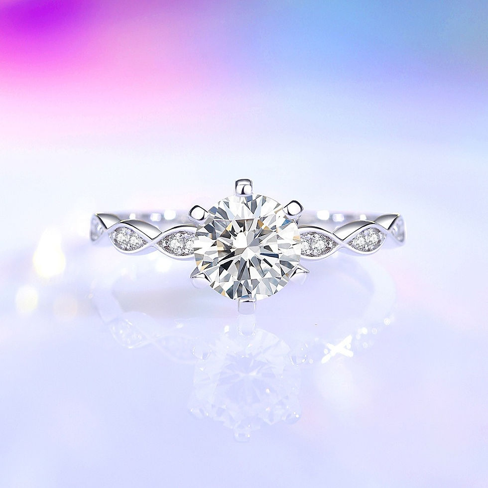 Thumbnail: S925 sterling silver moissanite six-prong ring