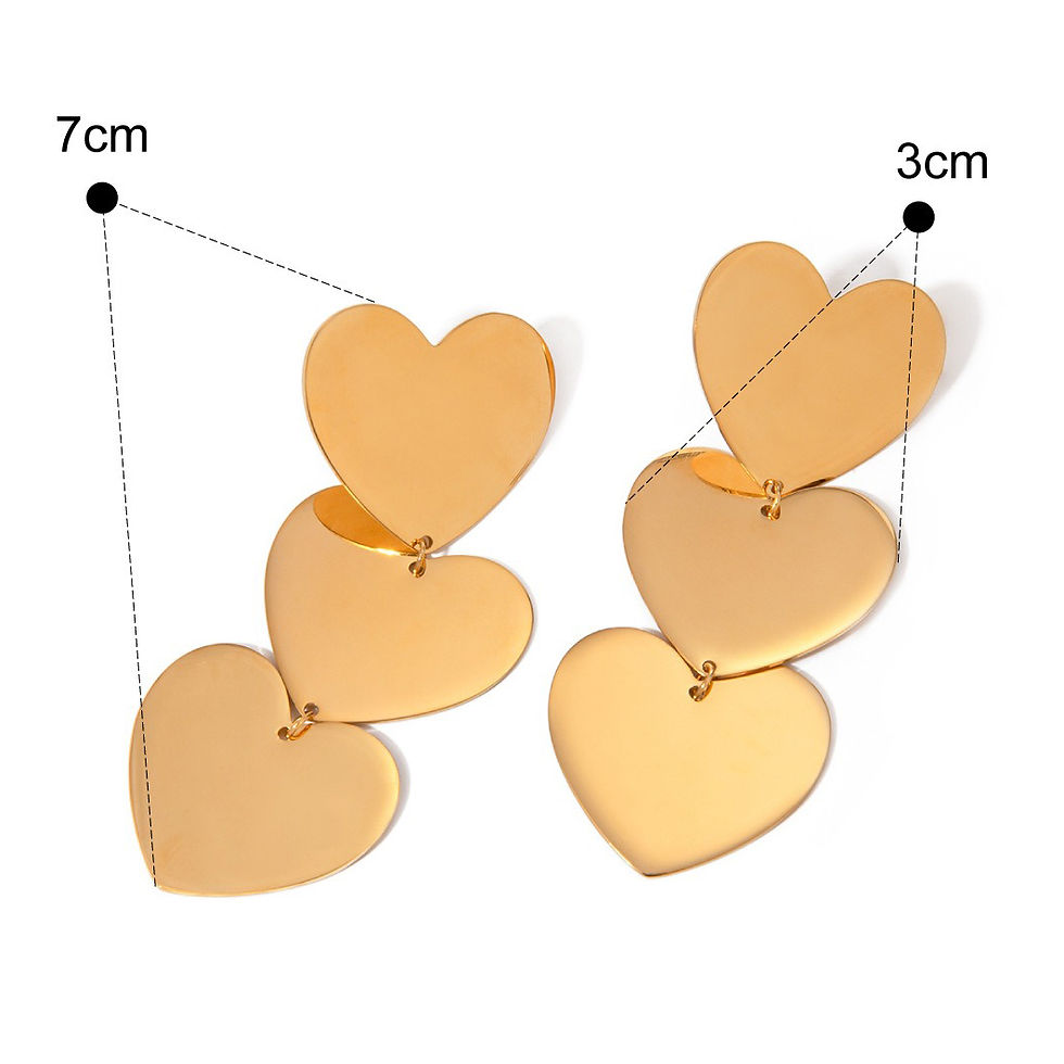 Thumbnail: 18K gold simple and elegant three-layer heart design light luxury style earrings