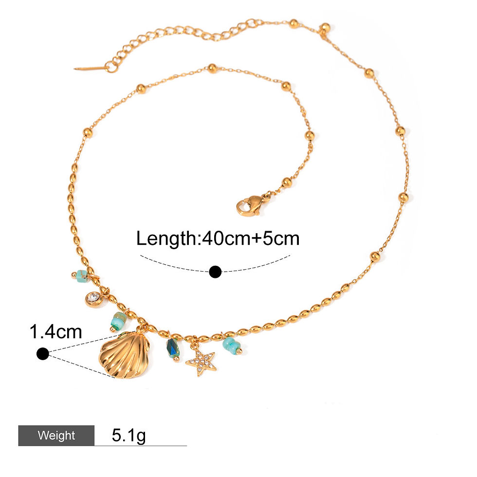 Thumbnail: 18K Gold Ocean Element Design Luxury Necklace Bracelet Set