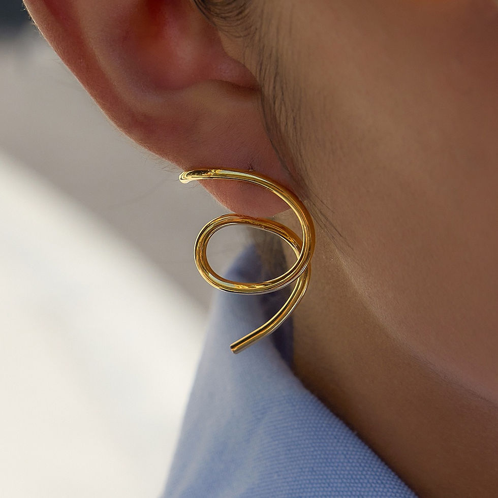 Thumbnail: 18K gold irregular titanium steel line stud earrings