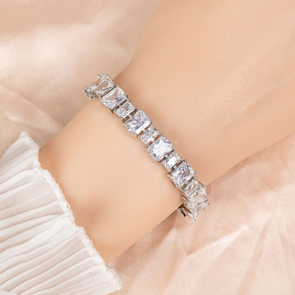 Thumbnail: Enamel-Accented Square Micro-Pavé Zircon Bracelet