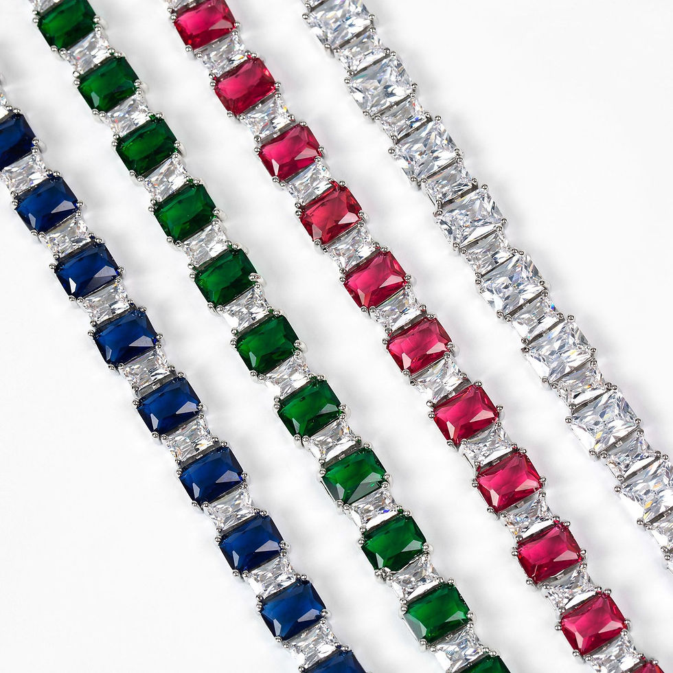 Thumbnail: Enamel-Accented Square Micro-Pavé Zircon Bracelet