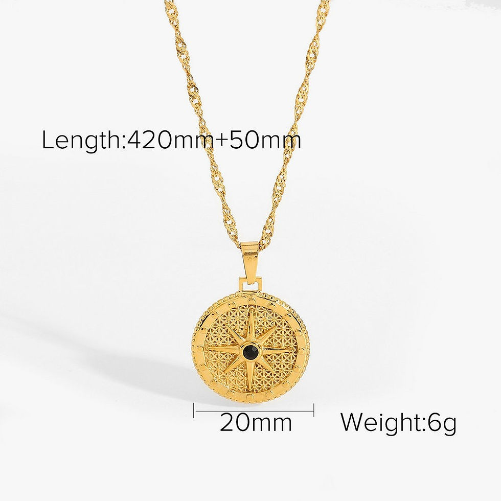 Thumbnail: 18K gold moon and star inlaid gemstone design high-end necklace