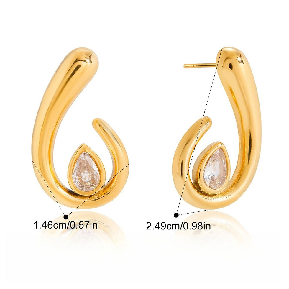 Thumbnail: 18K gold teardrop-shaped cubic zirconia stud earrings