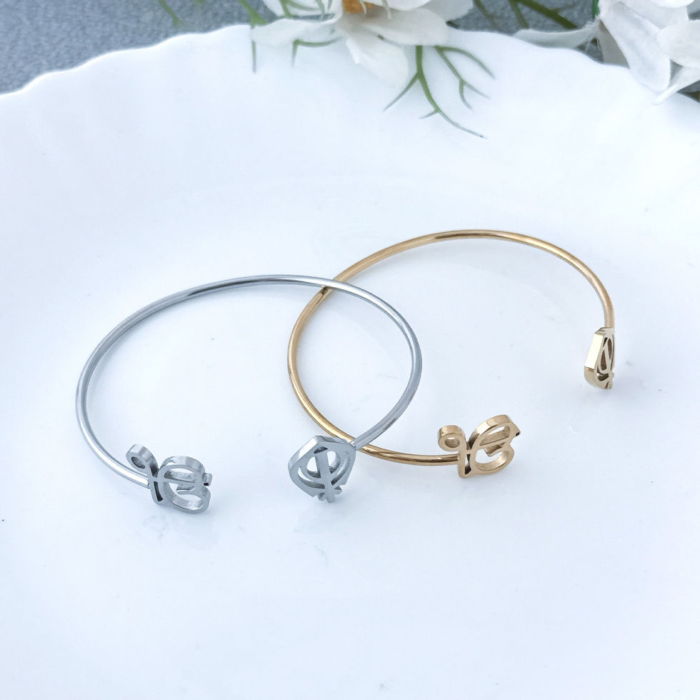 Thumbnail: 18K gold open-design smooth bangle bracelet