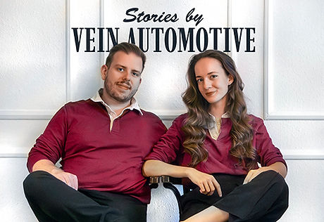 Portrait of two contributors seated in an editorial setting for Vein Automotive stories