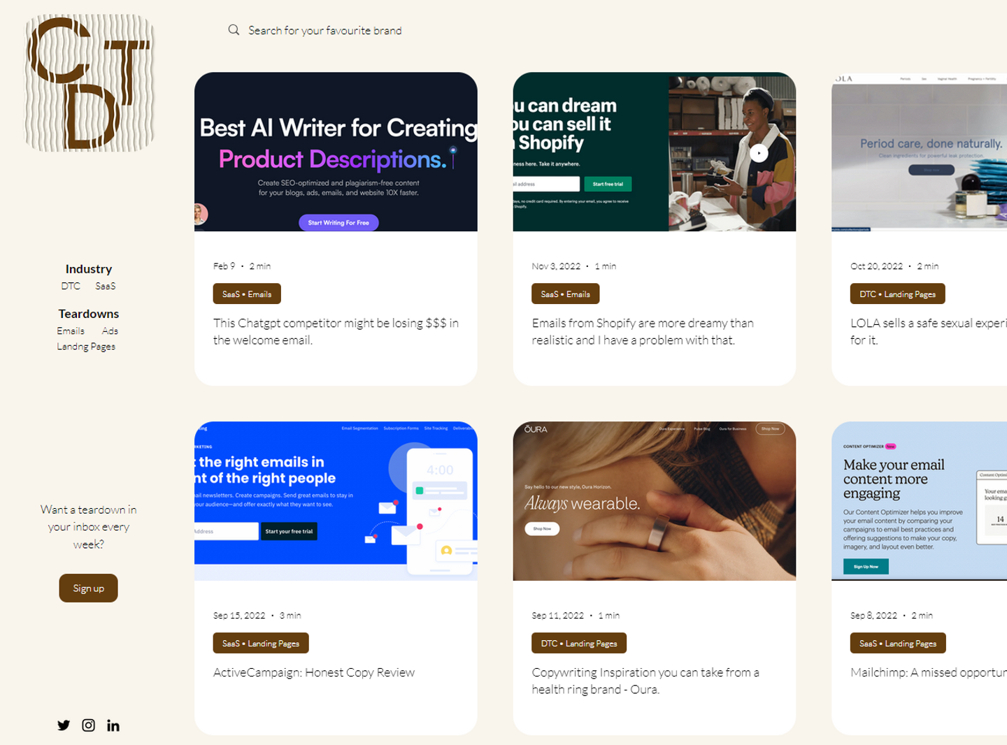 Copier la page d'accueil du site Web Teardowns