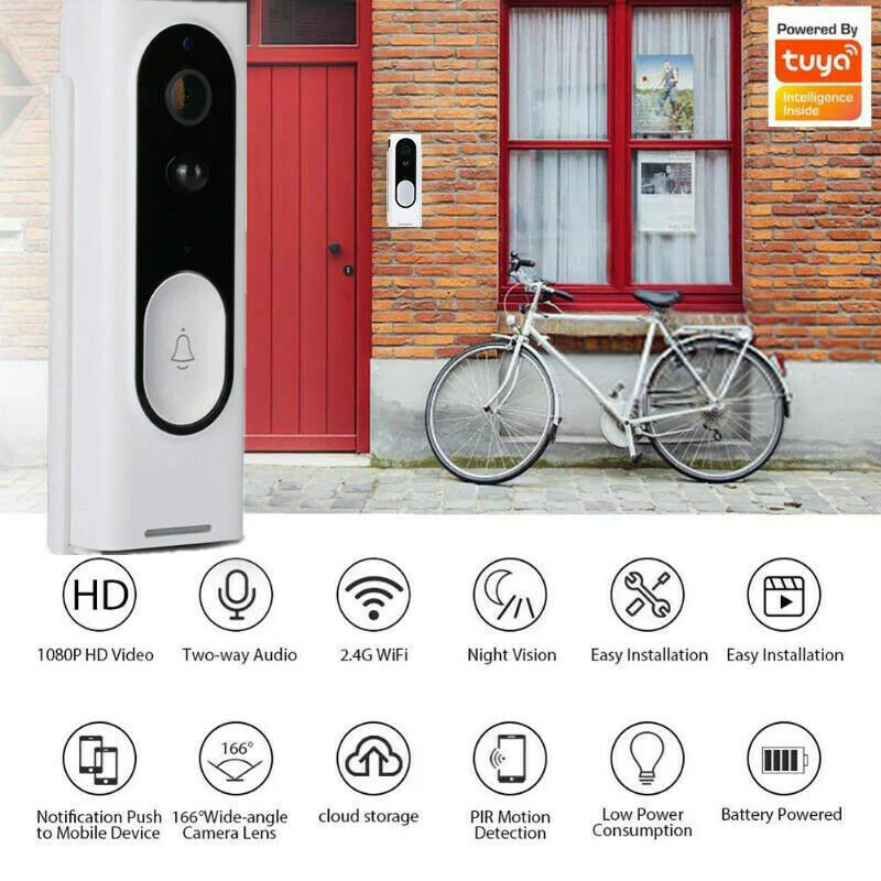 Thumbnail: Wifi Ring Doorbell 1080P HD Security Camera Wireless Door Bell Camera with Chime
