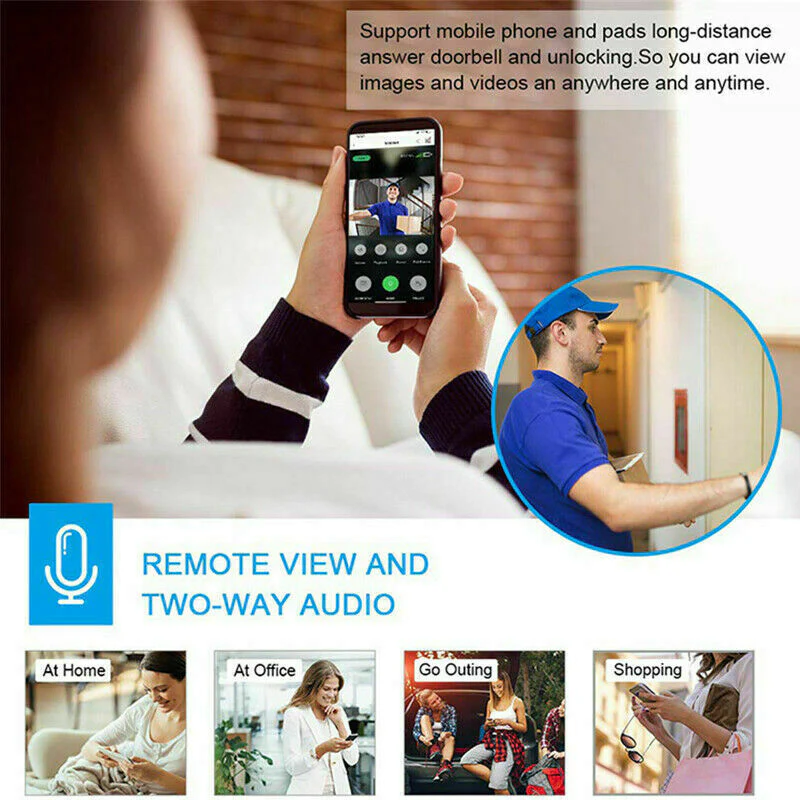 Thumbnail: Wifi Ring Doorbell 1080P HD Security Camera Wireless Door Bell Camera with Chime
