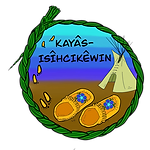Nonprofit Logo of footprints that lead into moccasins with a tipi
