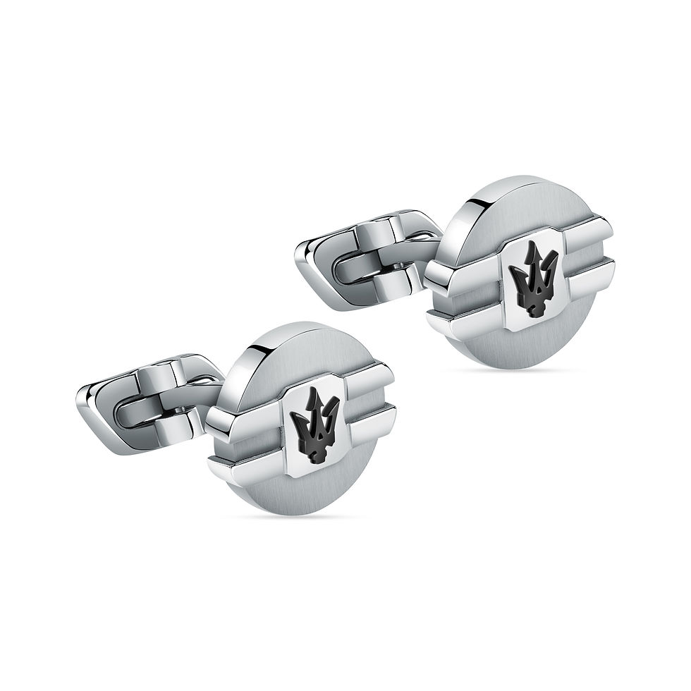 Thumbnail: MASERATI J CUFFLINKS STEEL+IP BLACK