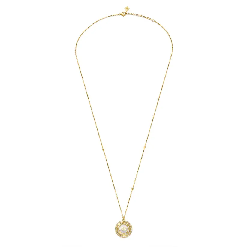 Thumbnail: CE ARABESQUE 3 GP MOP CRYSTALS NECKLACE