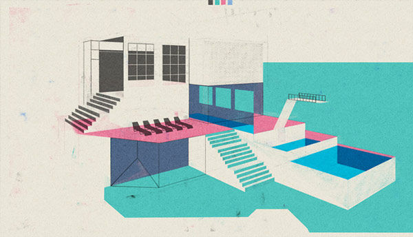 Screen printed architectural illustration