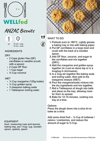 GF ANZAC Biscuits
