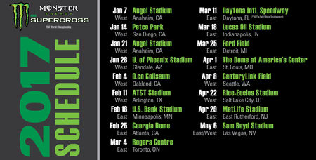 Anticipated Return to Three Host Cities Highlights 2017 Monster Energy Supercross Schedule