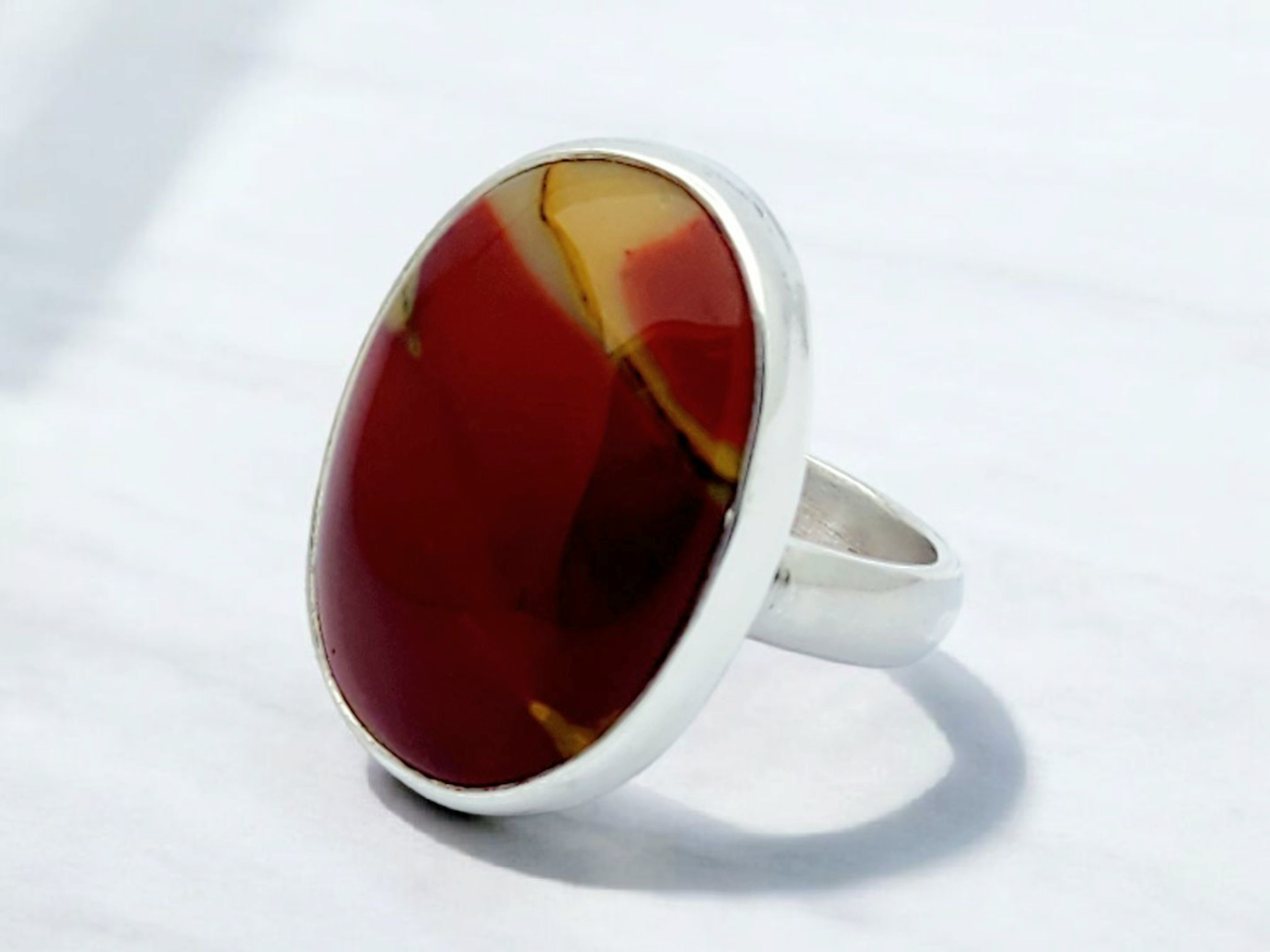 Mookaite Cabochon ring sterling silver