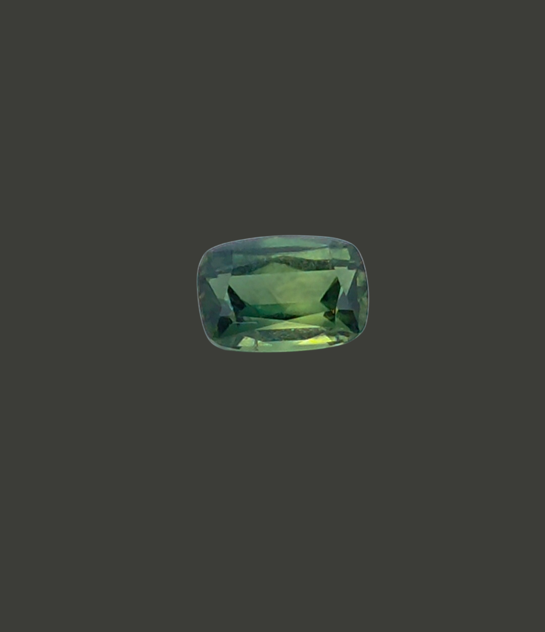 Australian yellow green coloured cushion cut Sapphire
