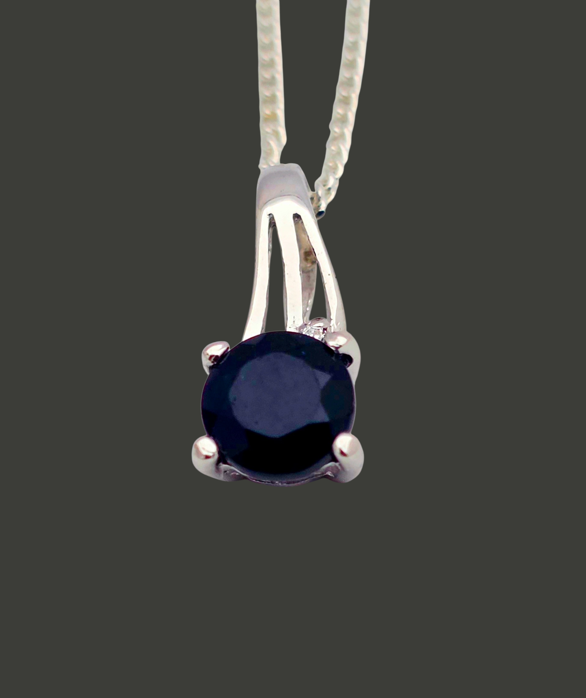 Sterling Silver Sapphire & CZ pendant