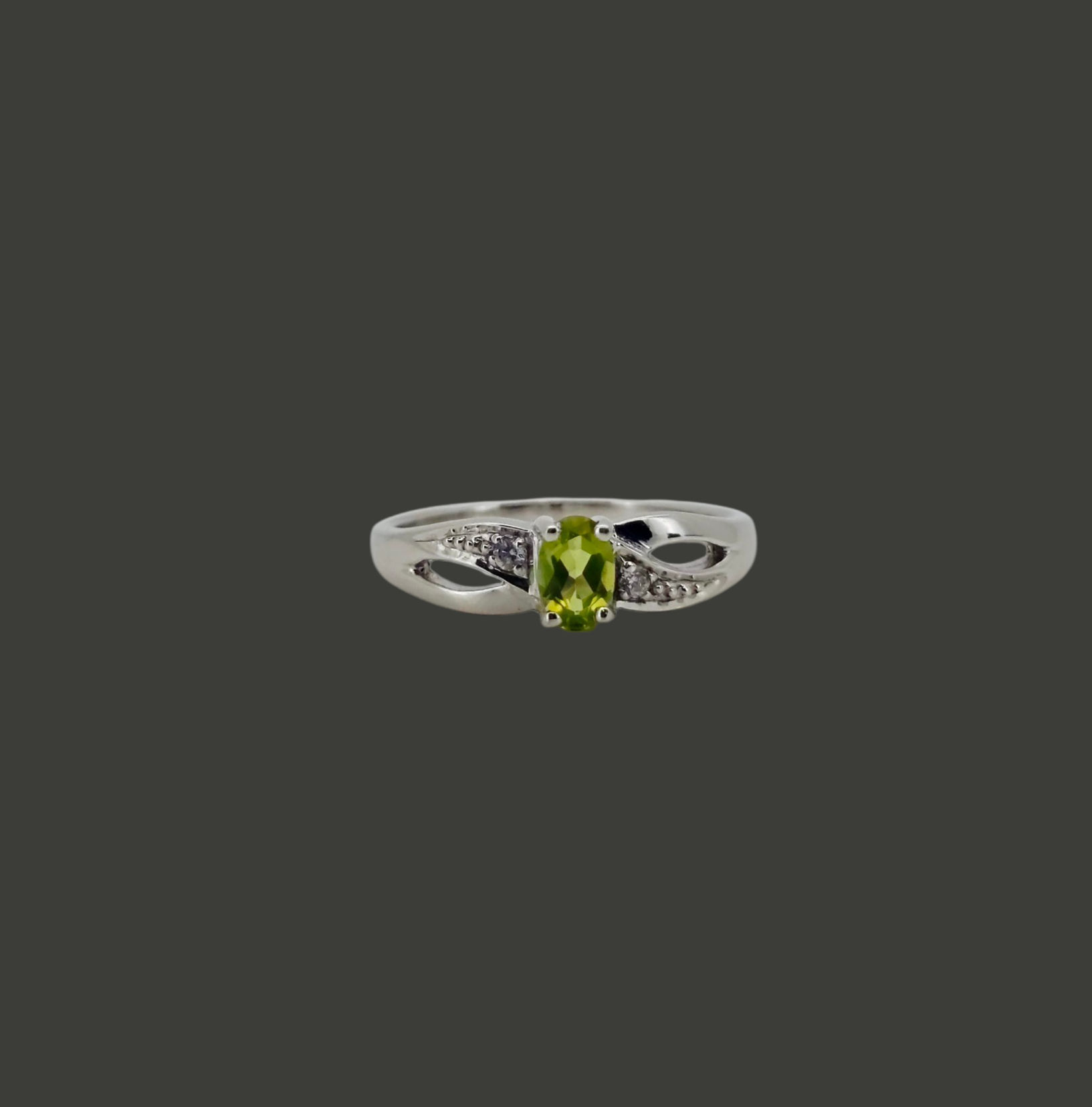 Peridot CZ Sterling Silver Ring