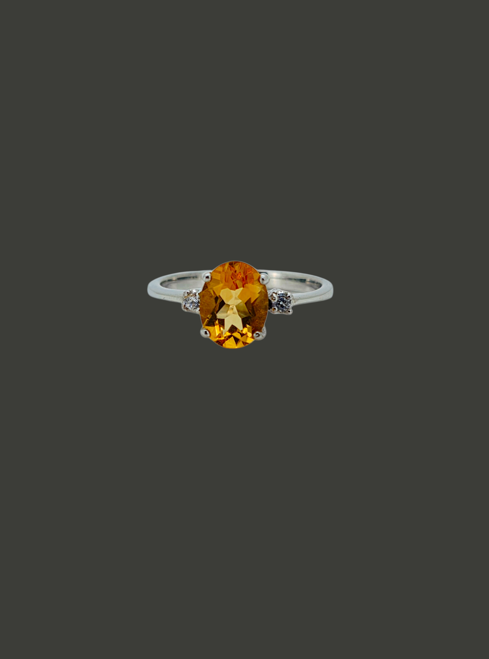 Citrine Sterling Silver CZ Ring