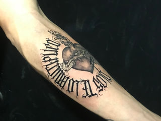 lettering tattoo, blackwork