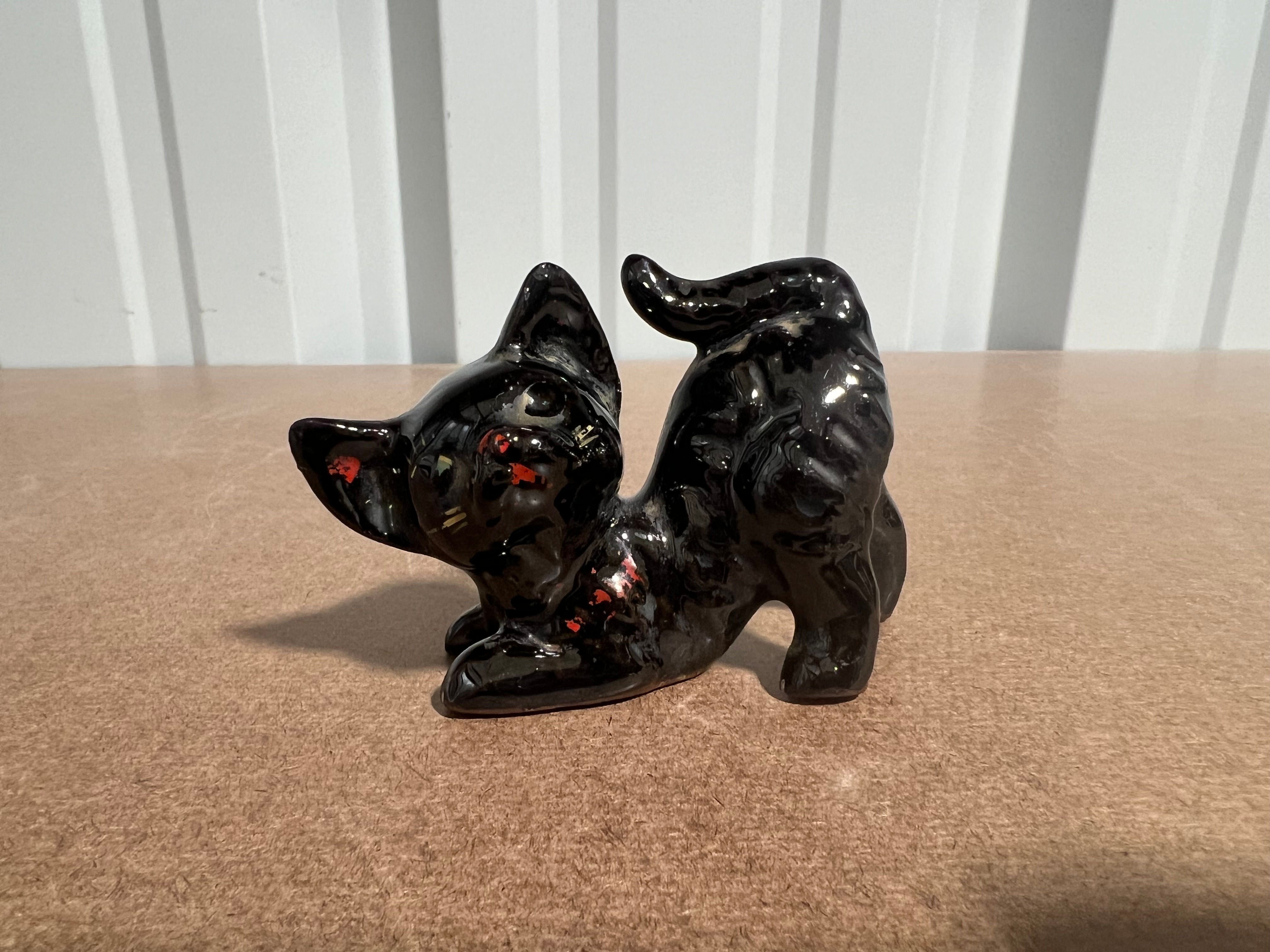 Vintage Japanese Ceramic Black Cat